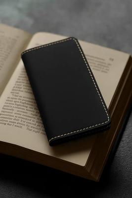 Rustic Dark Brown Leather Card/ Passport Holder